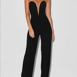Lulus Black Strapless Wide-Leg Jumpsuit